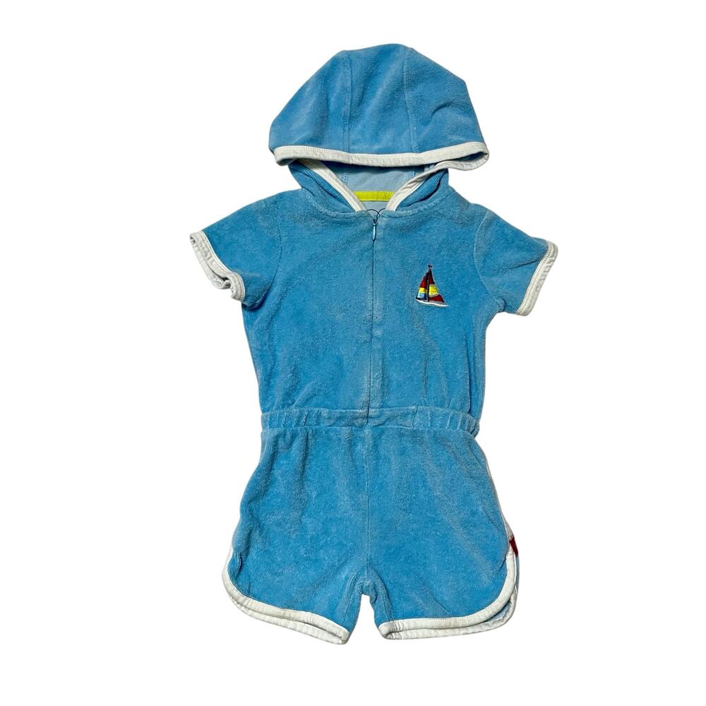 Little Bird Terry Hooded Sailboat Romper Size 12-18m